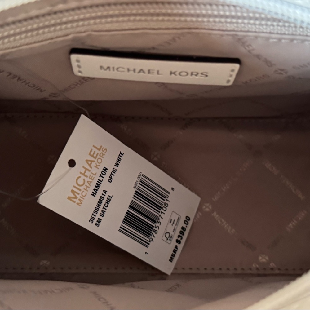 Michael Kors Hamilton Glossy White Quilted Satchel Shoulder Bag - Picture 9 of 13